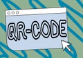 Conceptual display Qr Code. Word Written on the trademark for a type of matrix barcode A machinereadable code Colorful