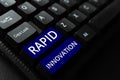Text caption presenting Rapid Innovation. Business overview characteristic of a website that search engine algorithms