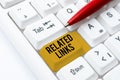 Conceptual display Related Links. Business showcase Website inside a Webpage Cross reference Hotlinks Hyperlinks Typing Royalty Free Stock Photo