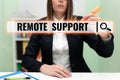 Text caption presenting Remote Support. Conceptual photo help end-users to solve computer problems and issues remotely Royalty Free Stock Photo