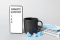 Handwriting text Remote Support. Business approach help end-users to solve computer problems and issues remotely Royalty Free Stock Photo