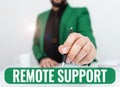 Conceptual display Remote Support. Conceptual photo help end-users to solve computer problems and issues remotely Royalty Free Stock Photo