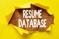Conceptual display Resume Database. Business approach database of candidates that you can search by skillset