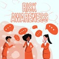 Hand writing sign Risk Awareness. Business idea recognizing factors that may cause a lifethreatening effect Illustration