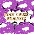 Conceptual display Root Cause Analysis. Business idea Method of Problem Solving Identify Fault or Problem