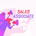 Conceptual display Sales Associate. Conceptual photo primary task is selling the company s is product or service Women