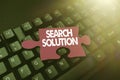 Conceptual display Search Solution. Concept meaning an action or process of finding solution to a problem Abstract Royalty Free Stock Photo