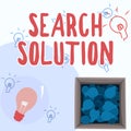 Conceptual display Search Solution. Internet Concept an action or process of finding solution to a problem Glowing Light