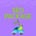 Conceptual display Seo Package. Concept meaning practice of search engine optimization increase amount visitors