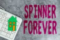 Text sign showing Spinner Forever. Conceptual photo stress reliever for showing who tend to fidget Flat top Saving Money