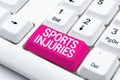 Conceptual display Sports Injuries. Business idea kinds of injury that occur during sports or exercise Offering Speed