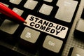 Conceptual display Stand up Comedy. Business approach a comic style where a comedian recites humorous stories Abstract