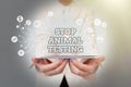 Conceptual display Stop Animal Testing. Concept meaning put an end on animal experimentation or research Lady In Uniform Royalty Free Stock Photo