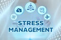 Text sign showing Stress Management. Business idea method of limiting stress and its effects by learning ways Lady Royalty Free Stock Photo