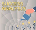 Conceptual display Success Analysis. Word for creating graph to determine increase in sales or profits Hand Holding