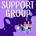 Conceptual display Support Group. Business concept number of people involved in service commitment