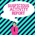 Conceptual display Suspicious Activity Report. Word for account or statement describing the danger and risk of any Royalty Free Stock Photo