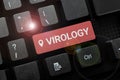 Conceptual display Virology. Business approach Virology Entering New Product Key Concept, Typing Movie Subtitle Software