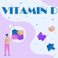 Conceptual caption Vitamin D. Business concept Nutrient responsible for increasing intestinal absorption Man Drawing