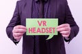 Conceptual display Vr Headset. Business overview headmounted device that provides virtual reality for the wearer