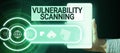 Handwriting text Vulnerability Scanning. Business idea defining identifying prioritizing vulnerabilities