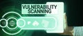 Handwriting text Vulnerability Scanning. Business idea defining identifying prioritizing vulnerabilities Royalty Free Stock Photo