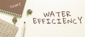 Conceptual display Water Efficiency. Word for a training or seminar that takes place on the Internet Solving Different Royalty Free Stock Photo