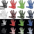 Digital handprint with different color combinations