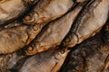 Conceptual flat background of dried fish. vobla