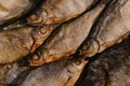 Conceptual flat background of dried fish. vobla