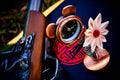Conceptual Florwer Time Clock Gun Royalty Free Stock Photo