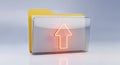 Conceptual folder with glowing upward arrow data upload and file transfer Royalty Free Stock Photo
