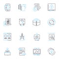 Conceptual frameworks linear icons set. Structure, Insight, Context, Abstraction, Framework, Theory, Model line vector