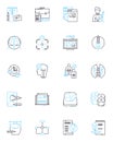 Conceptual frameworks linear icons set. Structure, Insight, Context, Abstraction, Framework, Theory, Model line vector