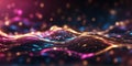conceptual futuristic background with gold PINK blue glowing neon moving high speed wave lines and bokeh lights Data