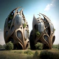Conceptual futuristic house of the future, ai illustration. Comportable organic and simple design Royalty Free Stock Photo