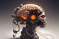 Conceptual Futuristic Robot With Organic Brain. Created with Generative AI