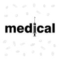 Conceptual graphic elaboration of the word medical, vector.