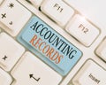 Conceptual hand writing showing Accounting Records. Business photo text Manual or computerized records of assets and liabilities Royalty Free Stock Photo