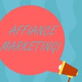 Conceptual hand writing showing Affiance Marketing. Business photo showcasing joining two or more companies in same field mutual