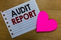 Conceptual hand writing showing Audit Report. Business photo showcasing An appraisal of complete financial status of a business As Royalty Free Stock Photo