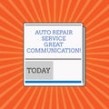 Conceptual hand writing showing Auto Repair Service Great Communication. Business photo showcasing Car mechanic