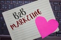 Conceptual hand writing showing B2B Marketing. Business photo showcasing Partnership Companies Supply Chain Merger Leads Resell No