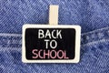 Conceptual hand writing showing Back To School. Business photo text Right time to purchase schoolbag, pen, book, stationary writte Royalty Free Stock Photo