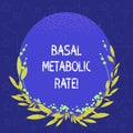 Conceptual hand writing showing Basal Metabolic Rate. Business photo showcasing Minimum energy level require to sustain