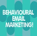 Conceptual hand writing showing Behavioural Email Marketing. Business photo showcasing customercentric trigger base Royalty Free Stock Photo