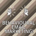 Conceptual hand writing showing Behavioural Email Marketing. Business photo text customercentric trigger base messaging Royalty Free Stock Photo