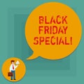 Conceptual hand writing showing Black Friday Special. Business photo text The day after thanksgiving Crazy Sale Shopping Royalty Free Stock Photo