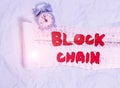 Conceptual hand writing showing Block Chain. Business photo text system in which a record of transactions made in bitcoin Alarm