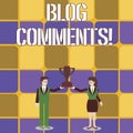 Conceptual hand writing showing Blog Comments. Business photo text Space at the end of each post for a reader to leave a